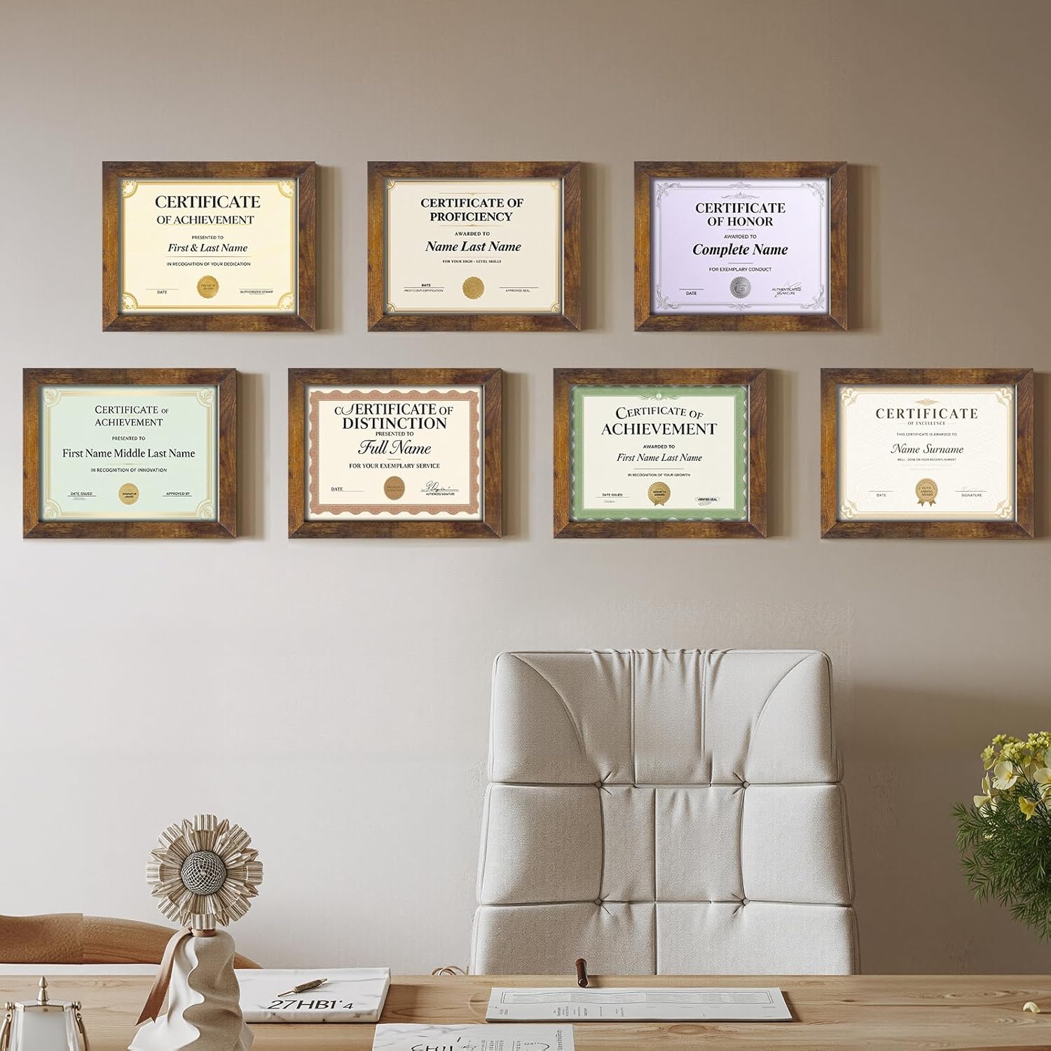 Certifications wall at DR.BHAVIK S. SHAH THE DENTAL CLINIC